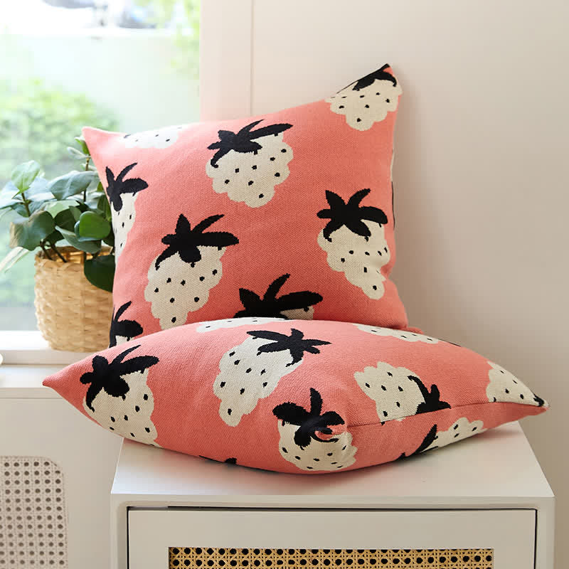 Strawberry Pattern Breathable Cotton Pillowcases (2pcs) Pillowcases Ownkoti Pink 45cm x 45cm