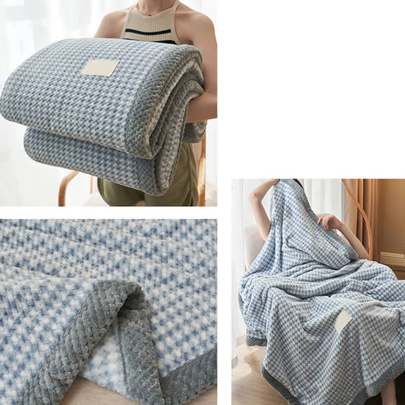 Little Square Coral Fleece Throw Blanket