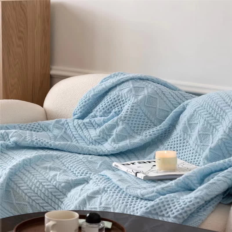 Solid Color Knitted Soft Warm Blanket