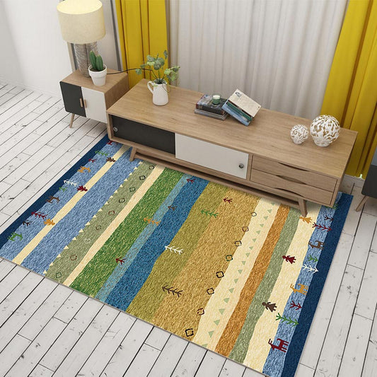Striped Area Rug Suede Carpet Doormat