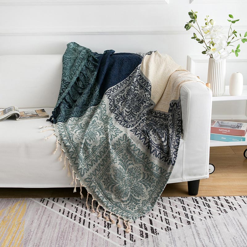 Ownkoti Bohemian Flower Tassel Knit Shawl Blanket – ownkoti