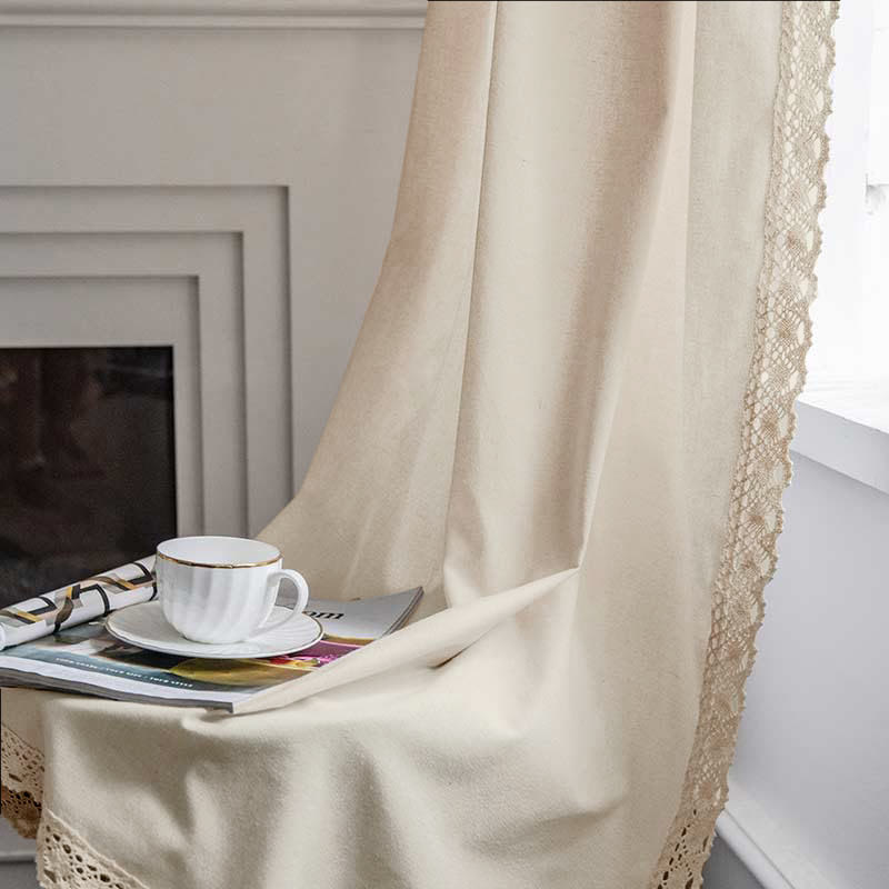 Cotton White Curtain Hollow-Out Drapes with Tassel Curtains Ownkoti 3