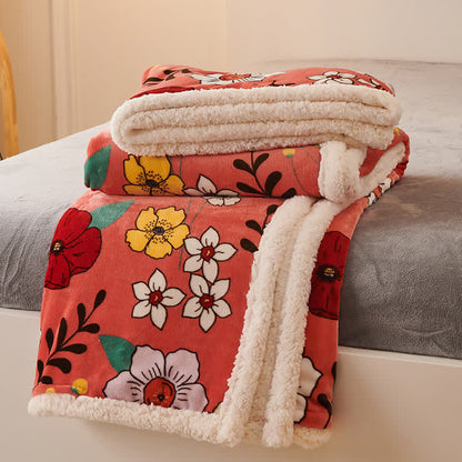 Elegant Floral Fleece Duvet Cover Blanket