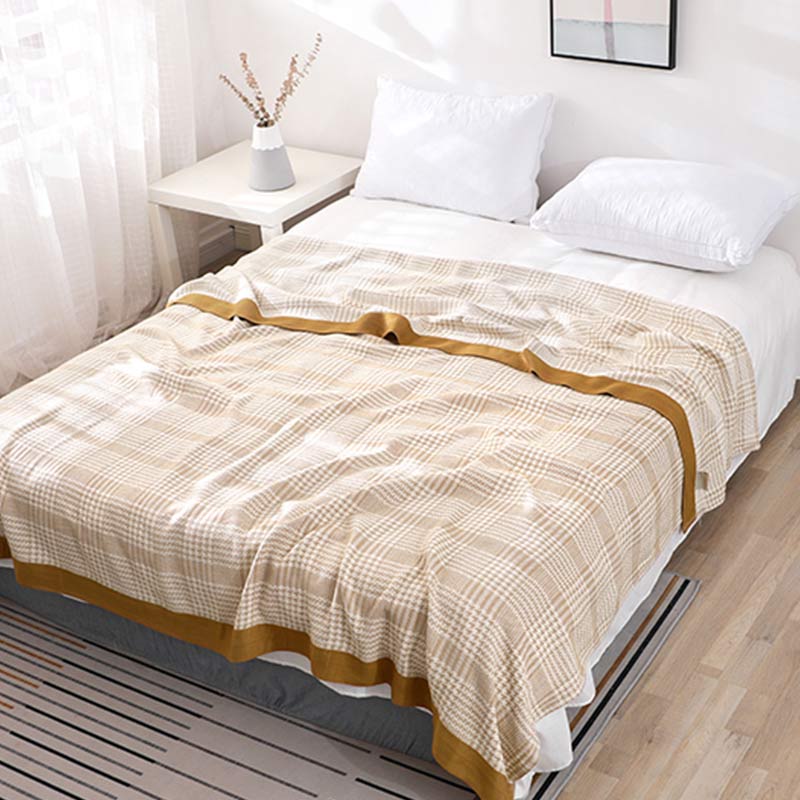 Lightweight Plaid Cotton Bed Blanket Quilt Quilts Ownkoti Yellow Queen