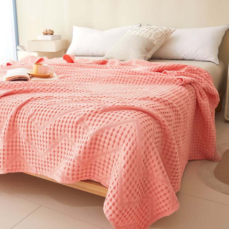 Solid Color Waffle Texture Towel Quilt