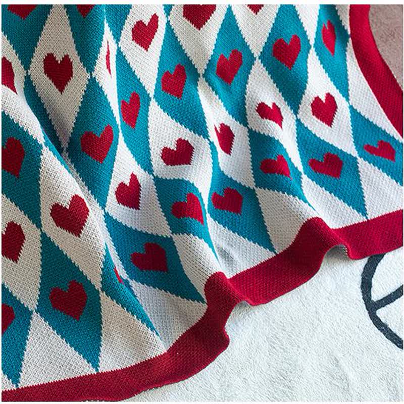 Diamond & Love Knitted Decorative Blanket