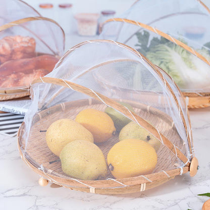 Creative Hand-Woven Food Basket / Tray with Net Cover