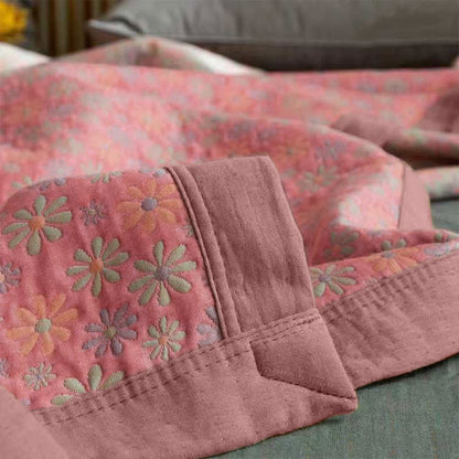 Colorful Daisy Print Cotton Reversible Quilt