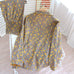 Rayon Satin Small Willow Leaf Floral Print Loungewear