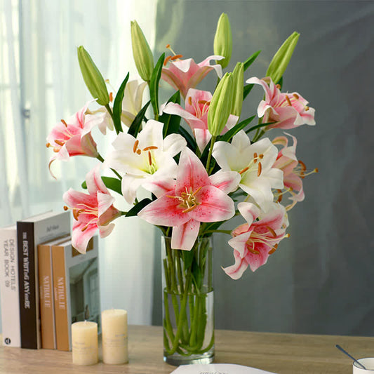 Faux Lily Spray Home Floral Decor