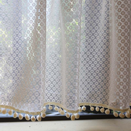 Biege Hollow-Out Cabinet Curtain Short Curtain