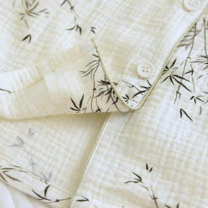 Bamboo Lapel Button Cotton Loungewear Set