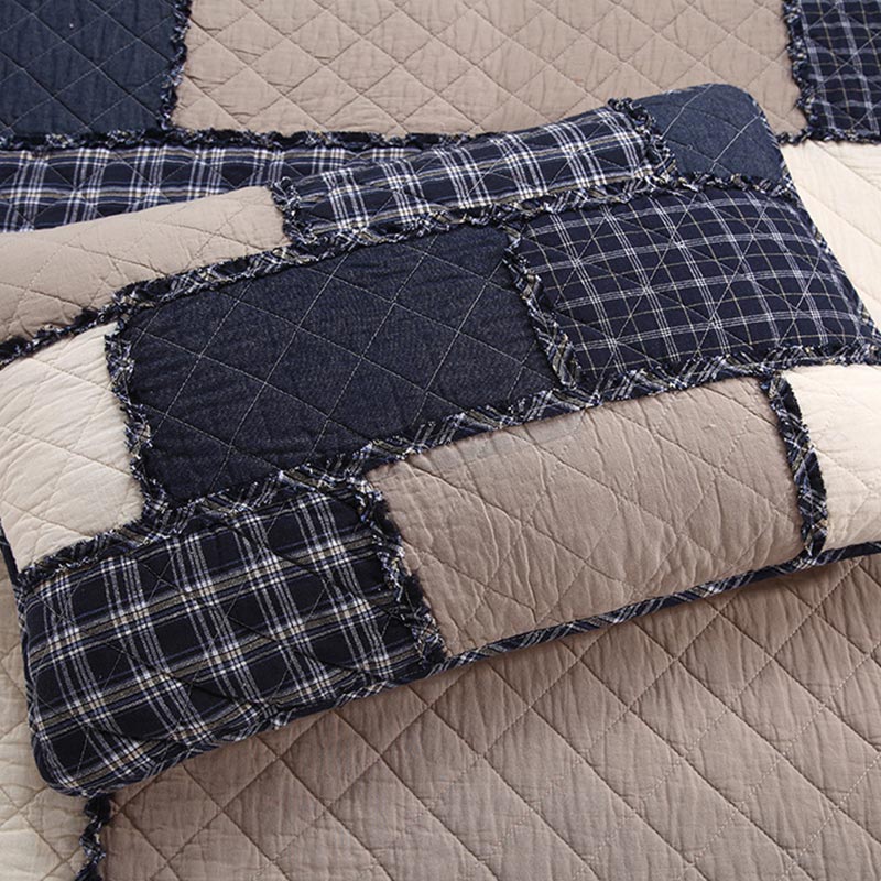 Patchwork Cotton Quilt with Pillow Cases