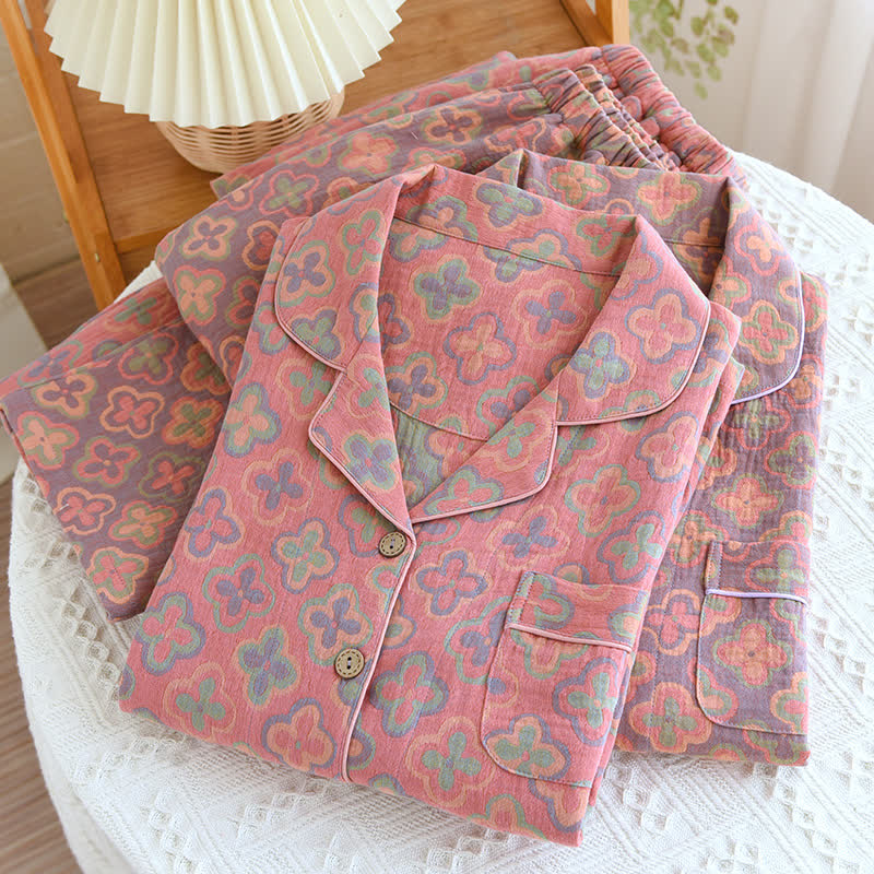 Vintage Floral Cotton Gauze Pajama Set